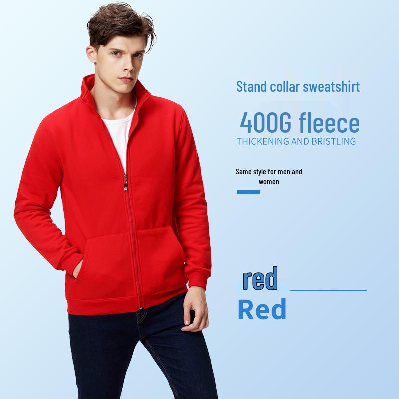 Spring/Summer Custom Workwear: Pure Cotton Zipper Sweatshirt with Turn-Down Collar and Long Sleeves for Uniform and Advertising.