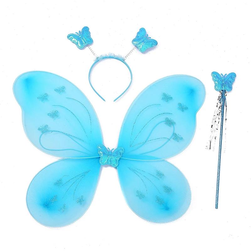 Led Butterfly Wings Light Up Angel Wings Kids Hair Bows Girl Headband Costume Girls Dress Props Party Angel Luminous Fairy Wings
