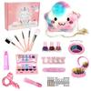 Kit de Maquillage Princesse pour Filles Ensemble de Jouets Cosmétiques Lavables pour Jouer avec Vernis à Ongles Ombre à Paupières Sac Pailleté Cadeau pour Enfants 3-6 Ans