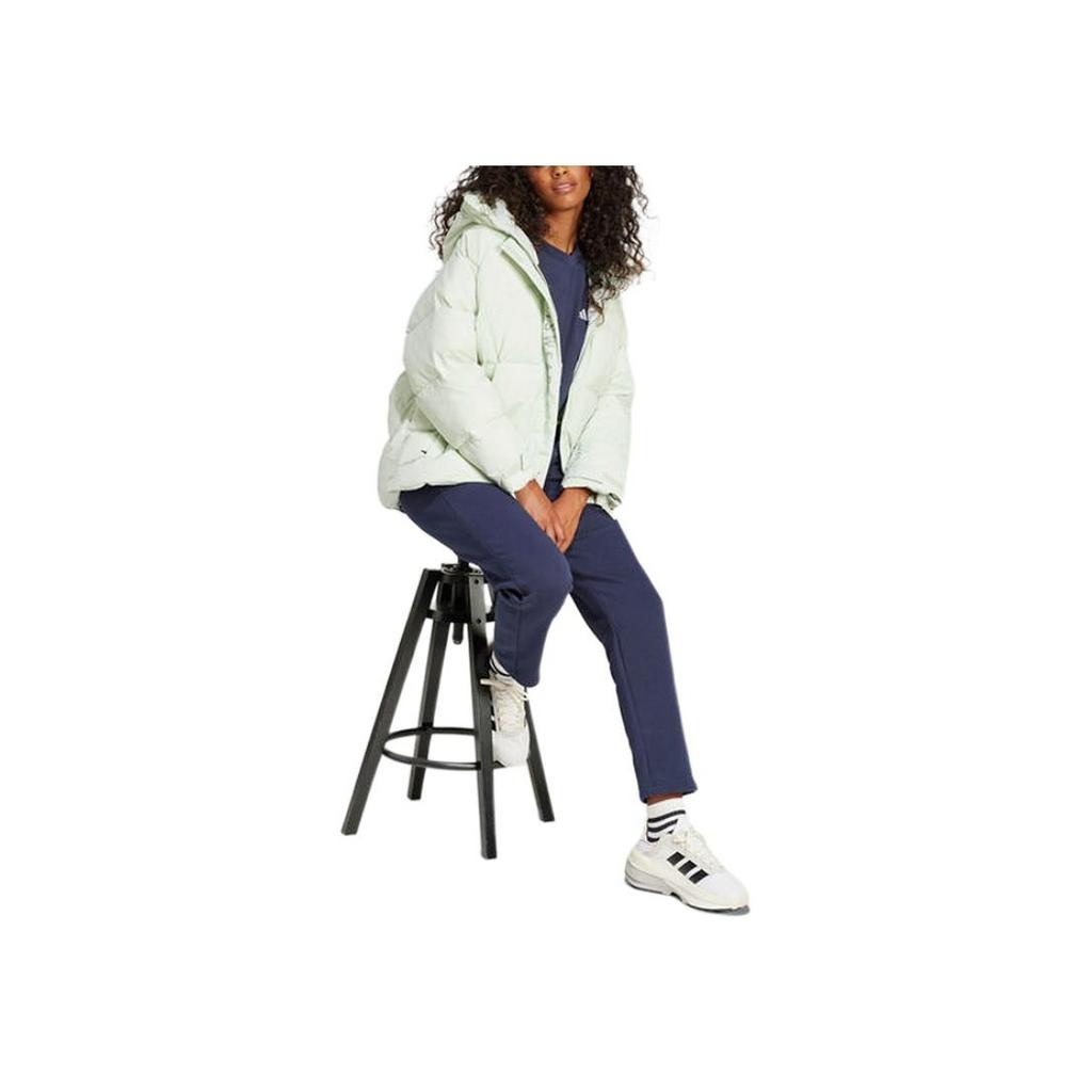 Adidas Sportswear Logo Pattern Casual Warm Hooded Down Jacket Women Outerwear Mint-Green JM4619