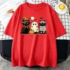 Black Cat Pumpkin Tshirt Ghots Gothic Fall Cat T Shirt Halloween Spooky Season T-shirt Horror Party T-Shirts Unisex Short Sleeve