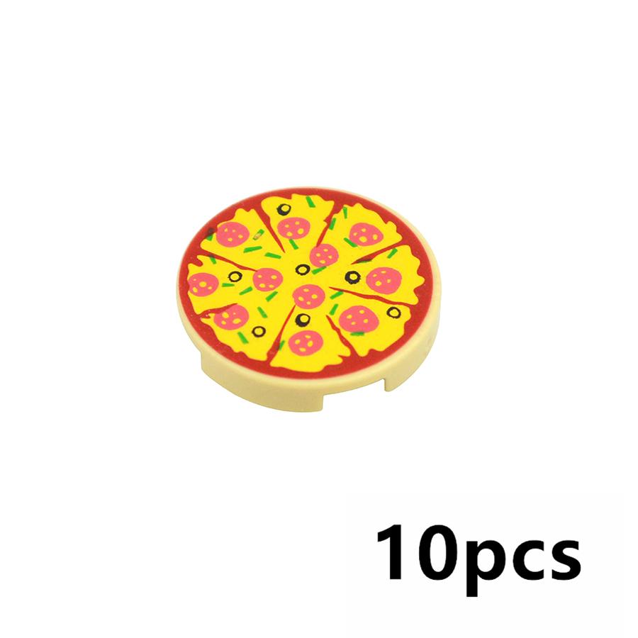 Moc City Mini Bouwsteen Voedselaccessoires Visgereedschap Brood Hond Taart Pizza Frietjes Kip Pompoen Appel Figuren Baksteen Speelgoed