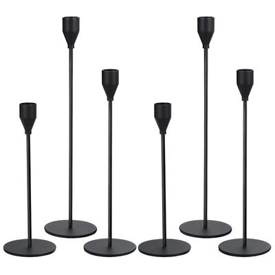 PATIKIL Black Candlestick Holder, 6-Pack, Tapered Candle Holder, Long Candle Holder, Fits 19mm Candles, Halloween Christmas Decoration, Table Centerpi