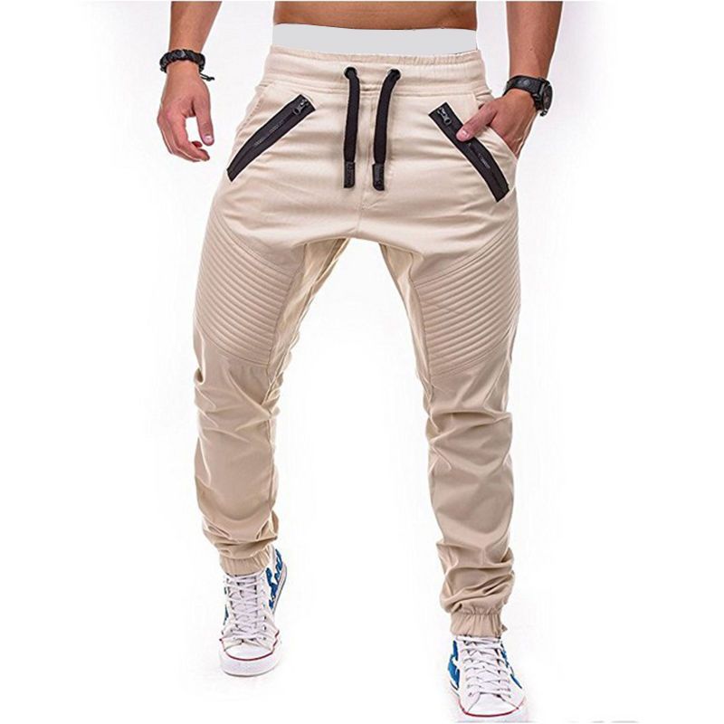 Men's Sports Pants Spring Autumn Trendy Versatile Casual Foot Trousers Fashionable Cotton Woven Sweatpants Men