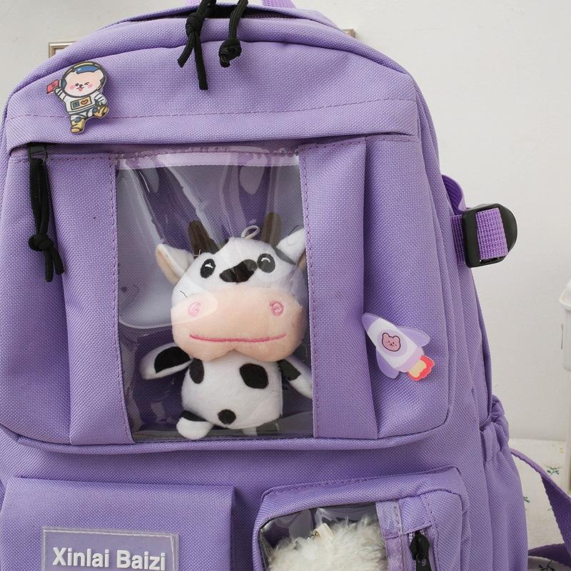 

School bag, cute backpack for junior high school students and primary school students, five-piece backpack.