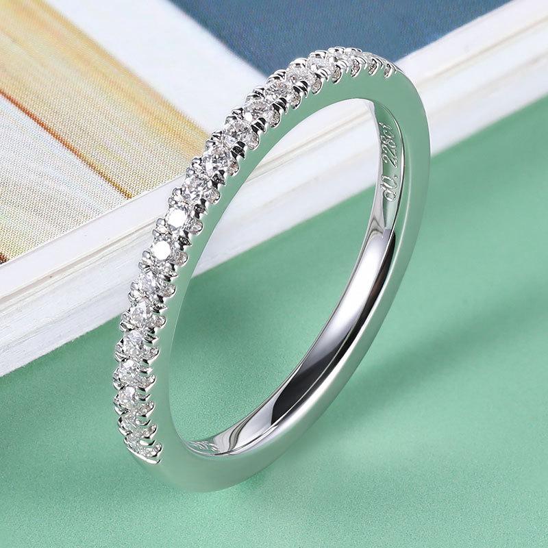 S925 Sterling Silver Moissanite Pavé Ring - Versatile Stackable Women's Design