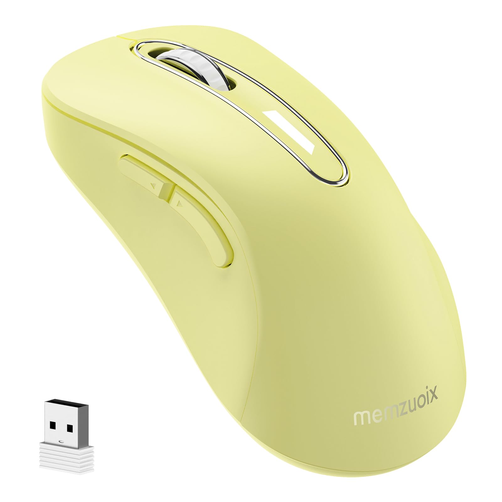 

QAF Wireless Ergonomic 1400DPI Optical USB Receiver 5 Compatible with Red and Lemon Yellow 2.4GHz Mouse, Design, Long-Term Use, High-Precision