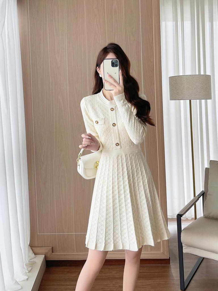 Früher Herbst 2025 Französisches High-End A-Linien Plisseekleid