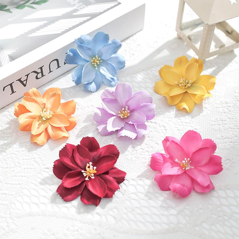 5/10Pcs Silk Artificial Flowers Head 6.5CM Fake Flowers for Home Room Decor Wedding Decoration DIY Garland Gifts Accessories