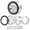 2.2 RC Rock Crawler Wheel Rims, Aluminum Beadlock Wheel Hubs for AXIAL WRAITH 90048 RR10 (Silver + Black, 4pcs)