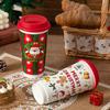New Year's Santa Claus Ceramic Mug with Lid, Coffee Cup, Gift Giving, Holiday Living Room Breakfast Milk Cup