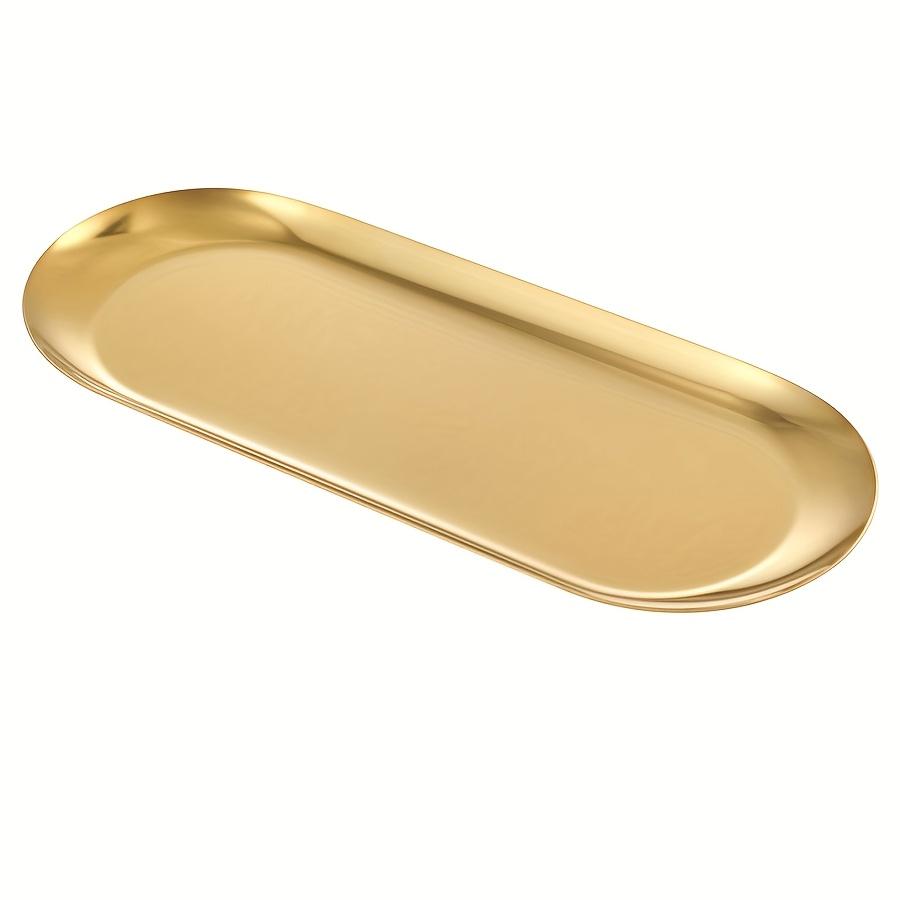 

Decorative Tray Bathroom Vanity Tray for Dresser Counter, Stainless Steel Jewelry Dish Tray for Decor, Perfume Candle Organizer