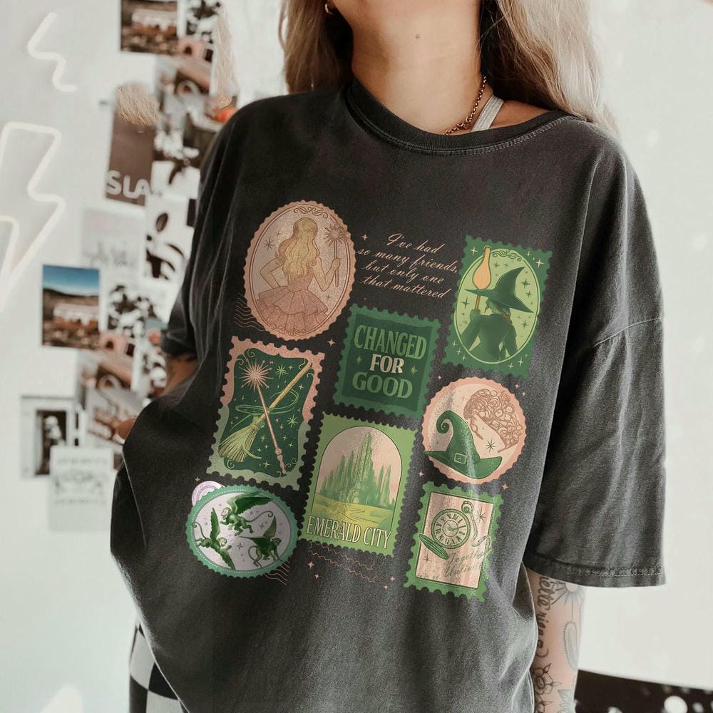 Vintage Wicked Changed for Good Stamps Shirt Wizard Movie Inspired Shirt Musical Fan Dark Acedemia Unisex Y2K Shirt Streetwear