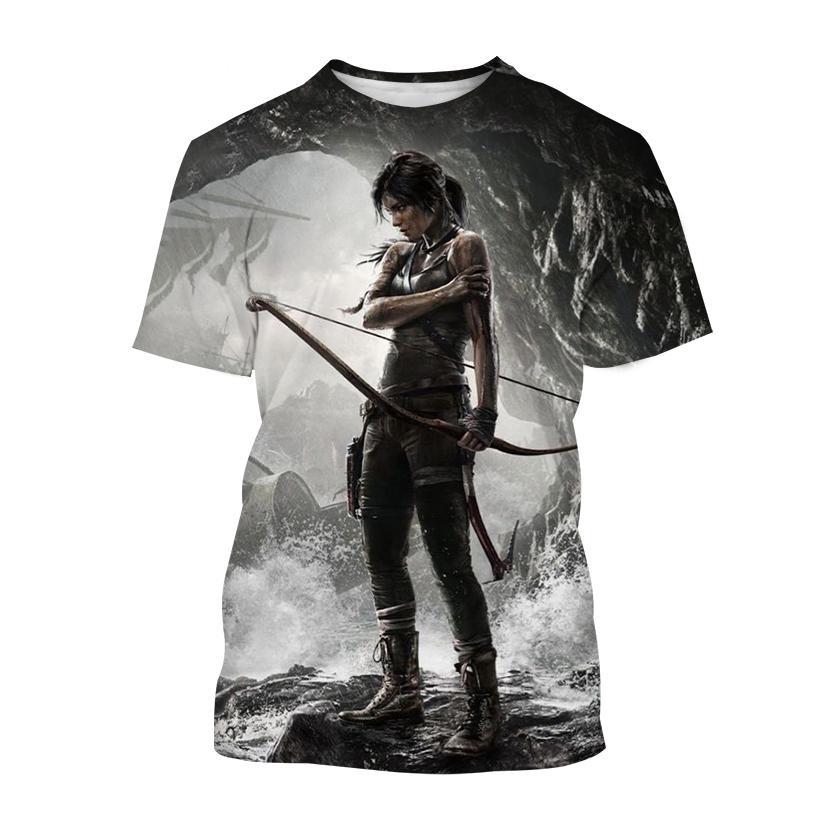 Nové nejprodávanější tričko Tomb Raider s 3D potiskem Tomb Raider Lara Personality Pánské Dámské Cool Street Style Dětské Krátký Rukáv