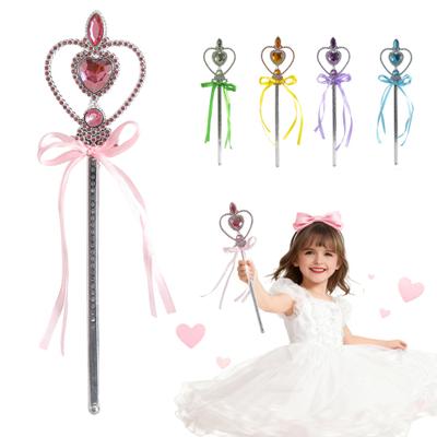 Heart Shaped Magical Wands for Kids Girls Princess Dress Up Accessories Faux Crystal Fairy Wand for Christmas Halloween Party Cosplay Costume