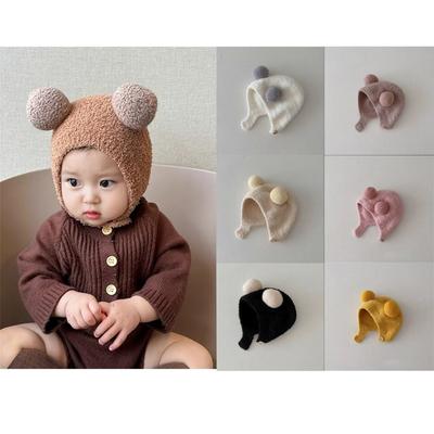 Winter Baby Earmuffs Thermal Caps Comfortable Baby Double Ball Soft Glutinous Toe Cap Moisture