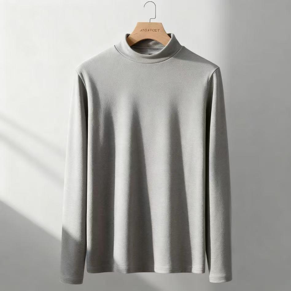 Neues Herren High Neck Gebürstetes Langarm Warmes Base Layer Oberteil
