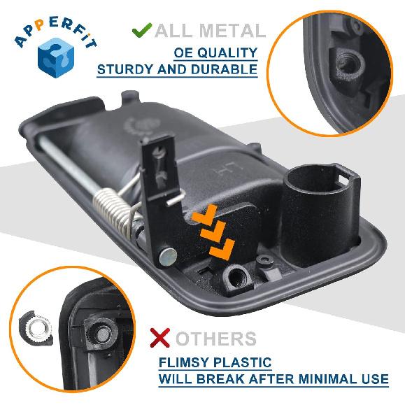 APPERFiT All Metal Exterior Door Handle Front Left Driver Side Compatible With 1995-2000 Chevrolet Chevy Tahoe Suburban C1500 C2500 C3500 K1500 K2500