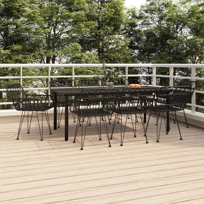 VidaXL 9-Piece Garden Dining Set Black Wicker, Patio Set, Garden Bistro Set, Set of 3157872
