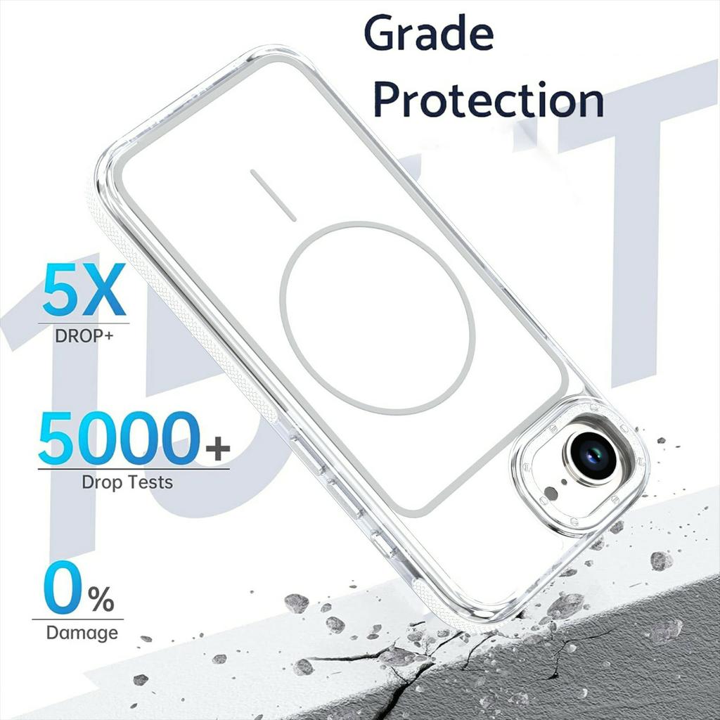 For iPhone 16e Magnetic Case Dual Color Shockproof TPU PC Phone Cover Compatible with MagSafe