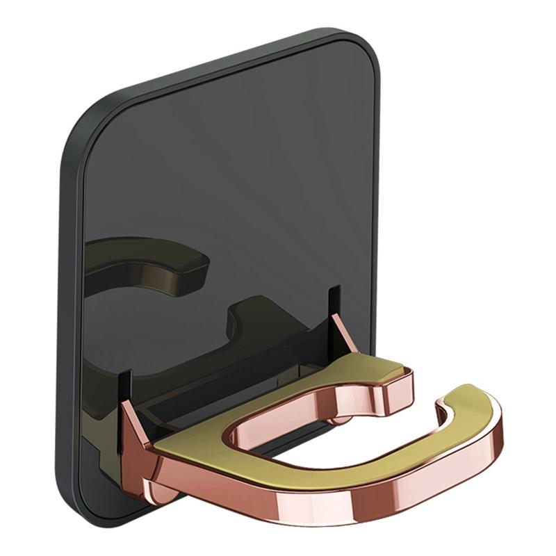 

Складной держатель для фена, настенная полка, не требующая сверления, вешалка для дома, ванной, душа, прочная стойка на клею чёрный