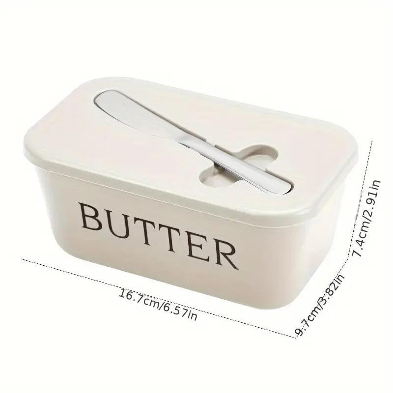 1pcs Multicoloured Butter Box Refrigerator Box with Knife Ceramic Rectangular Butter Dish with Lid Butter Box Storage