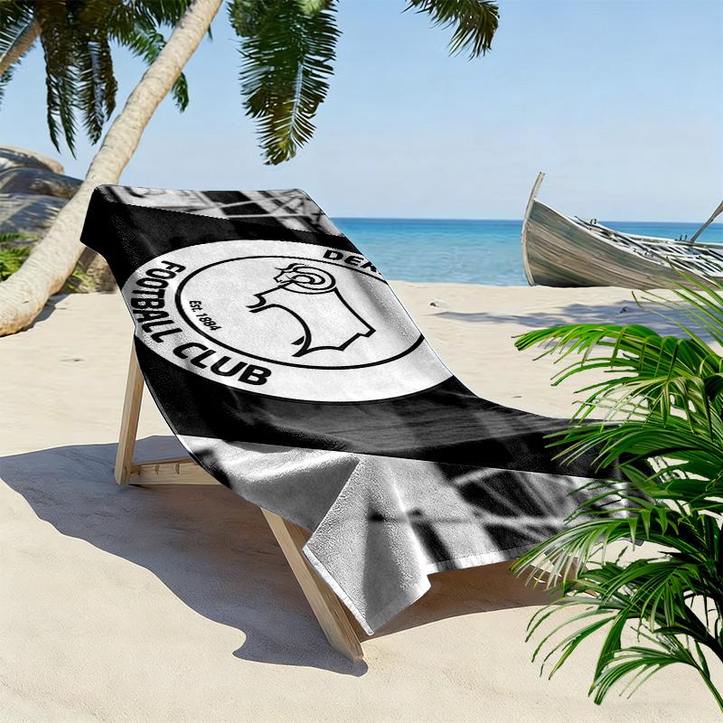 Toalla de Playa Estampada del Derby County F.C., Toalla Grande Suave de Secado Rápido para Playa, Camping, Natación