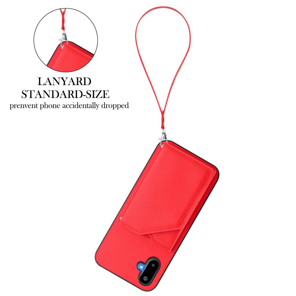 For Samsung Galaxy M06 5G/Galaxy F06 5G Case Card Holder Kickstand Skin-Touch Phone Cover with Wrist Strap