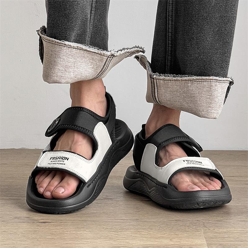2025 Sommer neue weichsohlige rutschfeste dicksohlige Sport-Casual-Mode Hausschuhe Sandalen 371281 schwarz-J