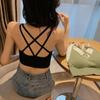 Sweet and Cute Sexy Cross Hollow Thick Cup Beauty Back Smock Student Sports Yoga Fitness Underwear Female Elastic  Camisole Undershirt