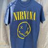 Nirvana Smiley Face Blue T-Shirt-SZ S Unisex T-Shirt