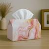 1pc Abstract Modern Fluid Tissue Box with Marble Swirl Pink Golden- Napkin Storage Organizer for Kitchen, Car, Elegant Decorative Box, Purpose for Liv