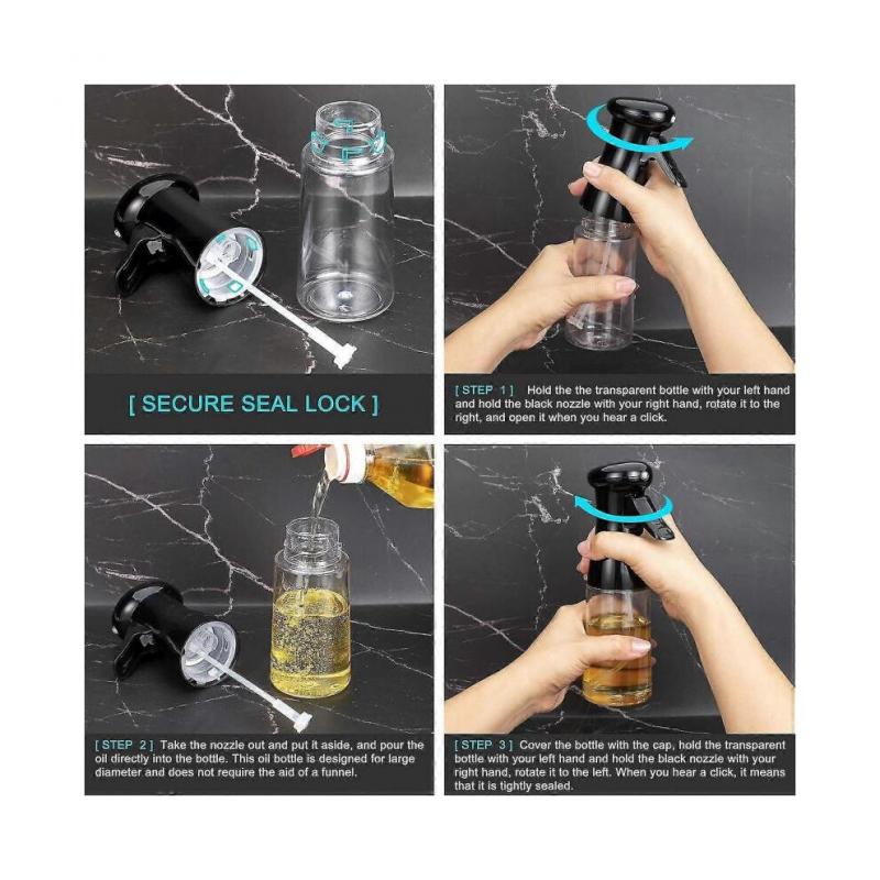 Olivenöl-Spenderflasche, 210 ml tragbare Olivenöl- und Essig-Sprühflasche (schwarz)