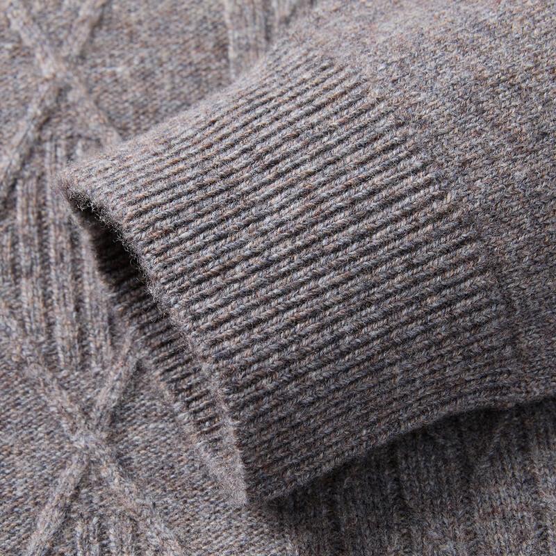 Men's Cashmere Blend Thick Cable Knit Pullover Sweater