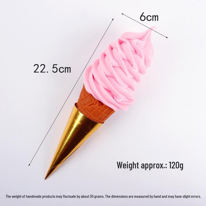 Grande Cono Gelato Decorativo Realistico Prop per Gelaterie e Espositori Bevande Fredde
