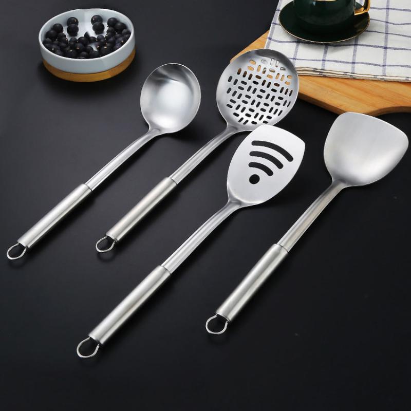 Durable Stainless Steel Frying Spatula Ladle Slotted Spoon Spatula Long Handle Kitchen Gadgets Kitchen Cooking Utensil