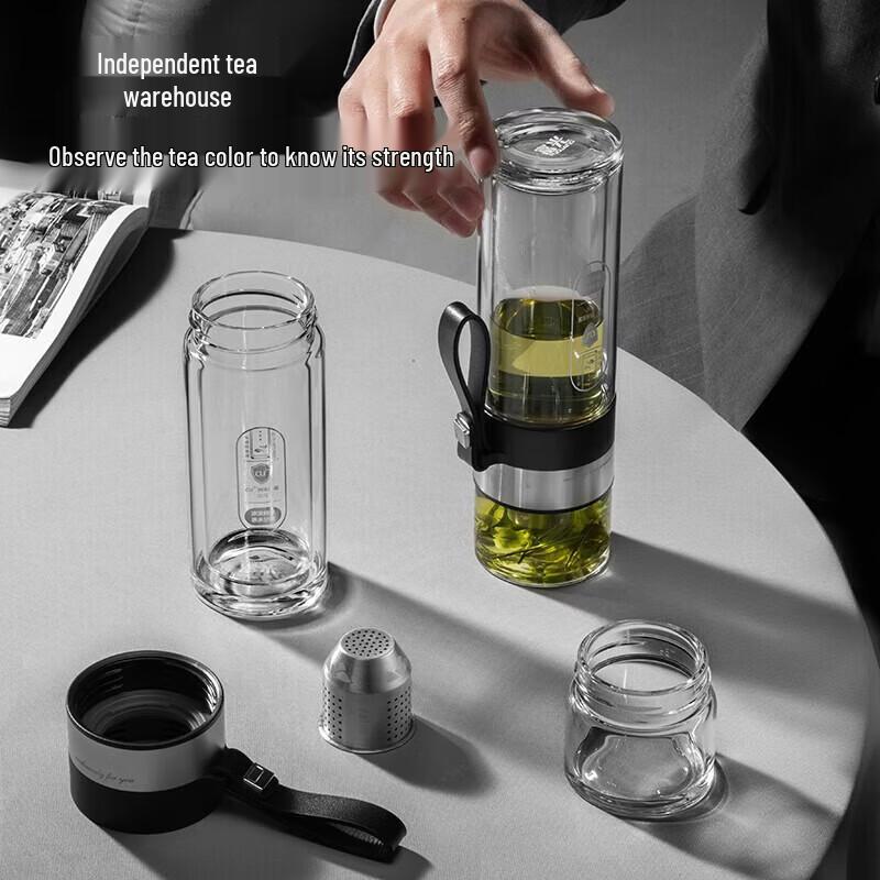 FUGUANG Antibacterial Double-Layer Glass Tea Infuser Bottle
