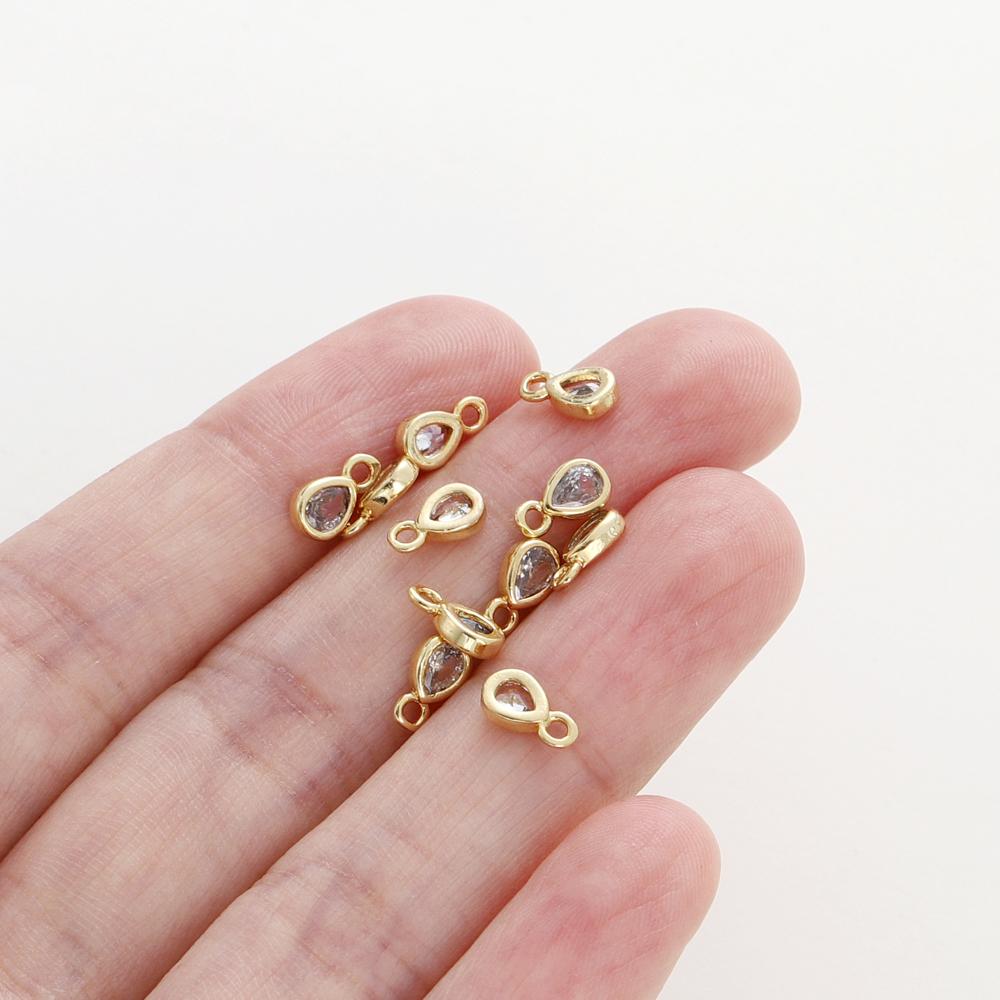 5/10 Stück/Los Wassertropfenform Anhänger Großhandel 18 Karat Vergoldet Zirkonia Charms Anhänger Für DIY Halskette Schmuckherstellung