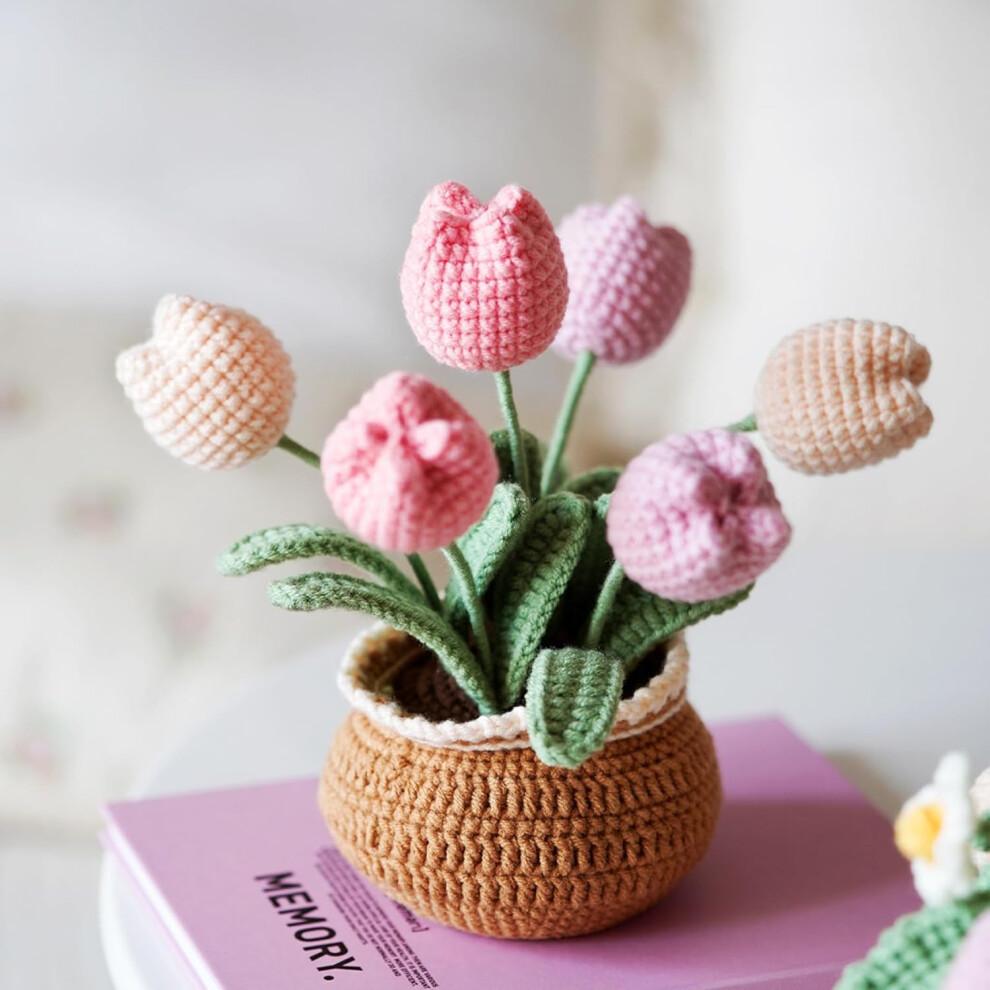 Hochwertiges Häkel-Set, Handgestrickter Sonnenblumenstrauß mit vollständigem Lernmaterial und Werkzeugen, Künstliche Sonnenblume DIY für Anfänger, Weit verbreitet