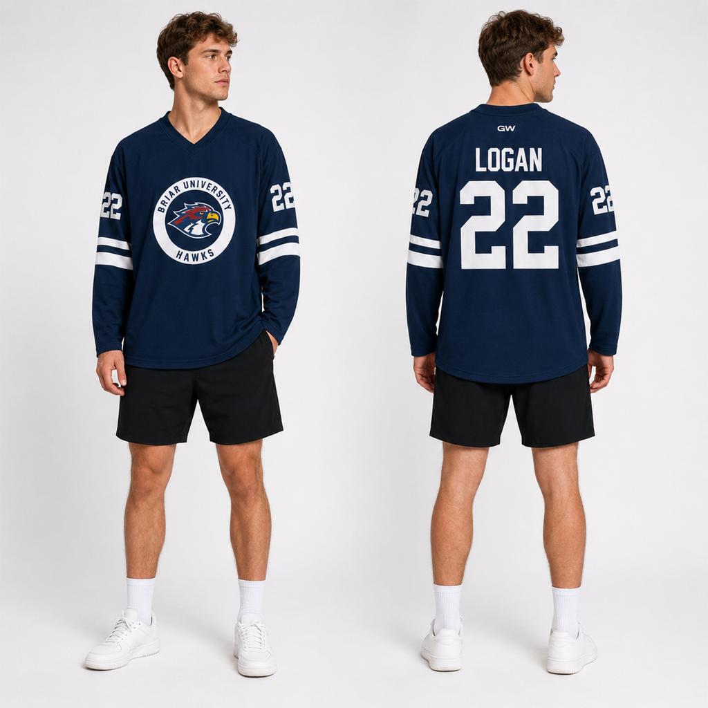 Üniversite Logosu ve Sayı Baskılı, Günlük ve Spor Giyim İçin Unisex Uzun Kollu Atletik V Yaka Jarse Üst
