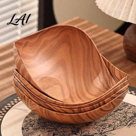 Non-toxic Snack Tray Vintage Wood Grain Fruit Tray Food-Grade Candy Serving Plate Thickened Wear Resistant Nestable Stackable Plate Storage