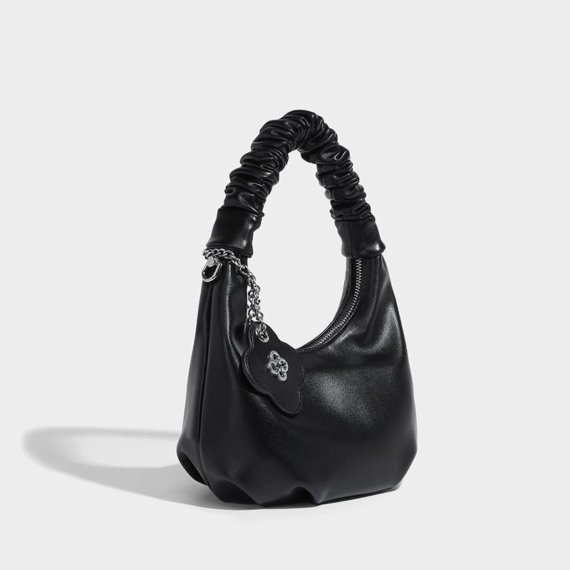 

Высококлассная нишевая сумка Женская модная сумка через плечо, сумка-мессенджер Летняя женская ручная плиссированная сумка-пельмень чёрный