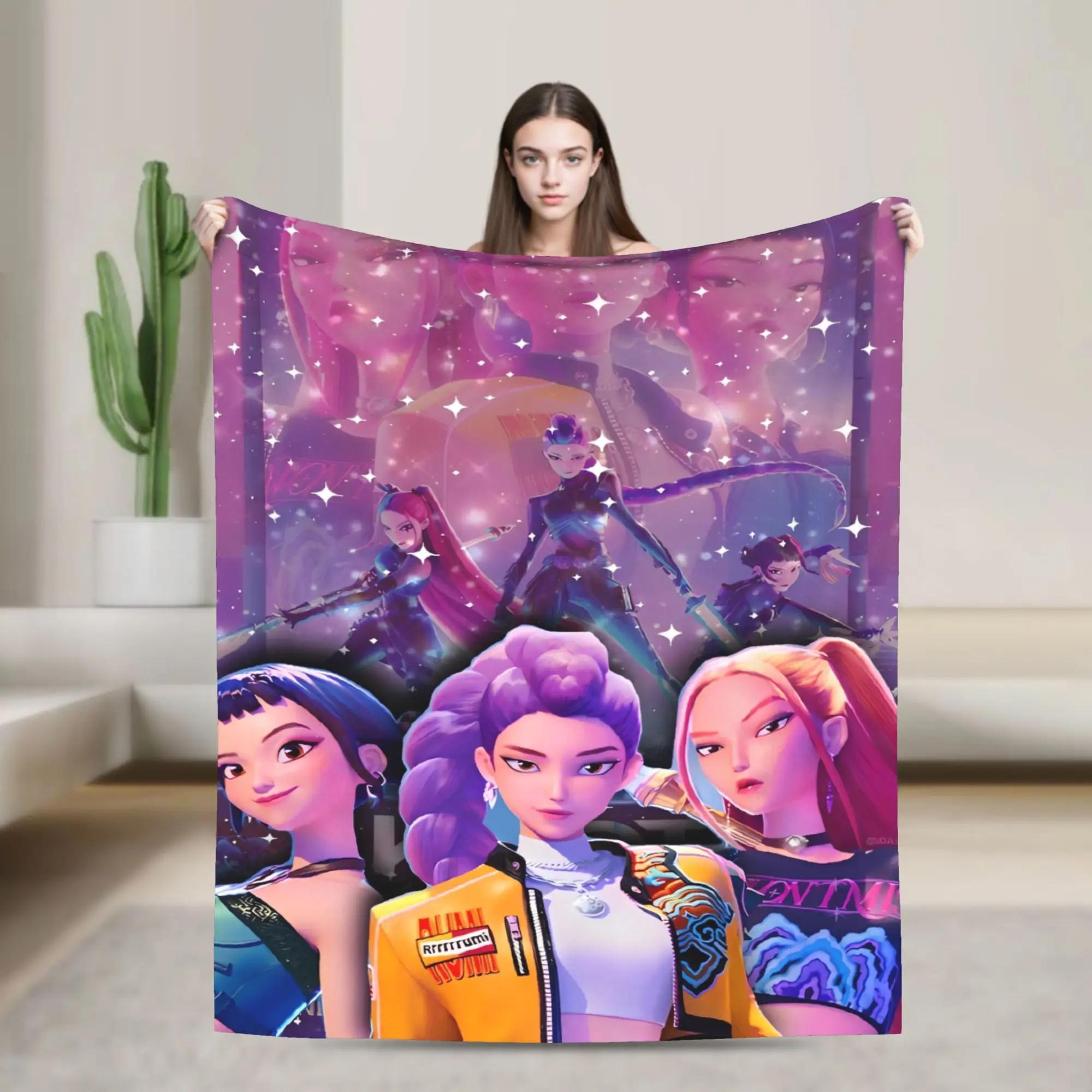 

Kpop Demon Hunter Blanket Warm Soft Throw for Winter Perfect for Boys Girls Outdoor Use Printed Bedspread 125x100cm-50x40in s