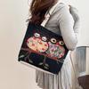 Women's Ethnic Style Embroidered Canvas Shoulder Bag - Large Capacity