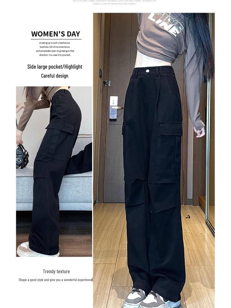 Women's High Waist Cargo Pants - Straight & Wide Leg Options for Spring/Autumn Climbing and Sports.
