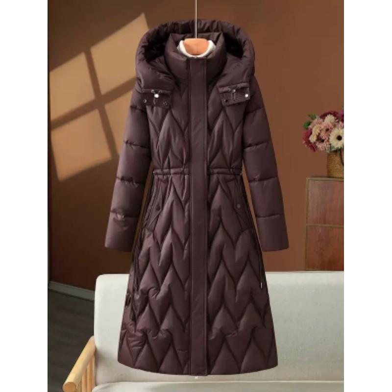 Women`s Winter Long Over-the-Knee Down-Filled Coat: