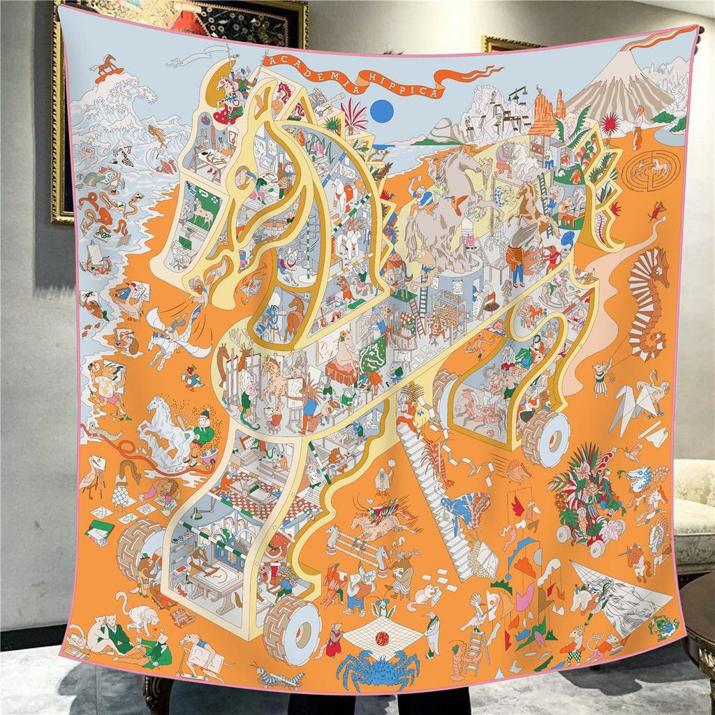 Sciarpa Quadrata da Donna in Finta Seta e Lana 110X110M Elegante Chic Lusso Regalo di Natale Compleanno Festa Ufficio Wrap Quotidiano