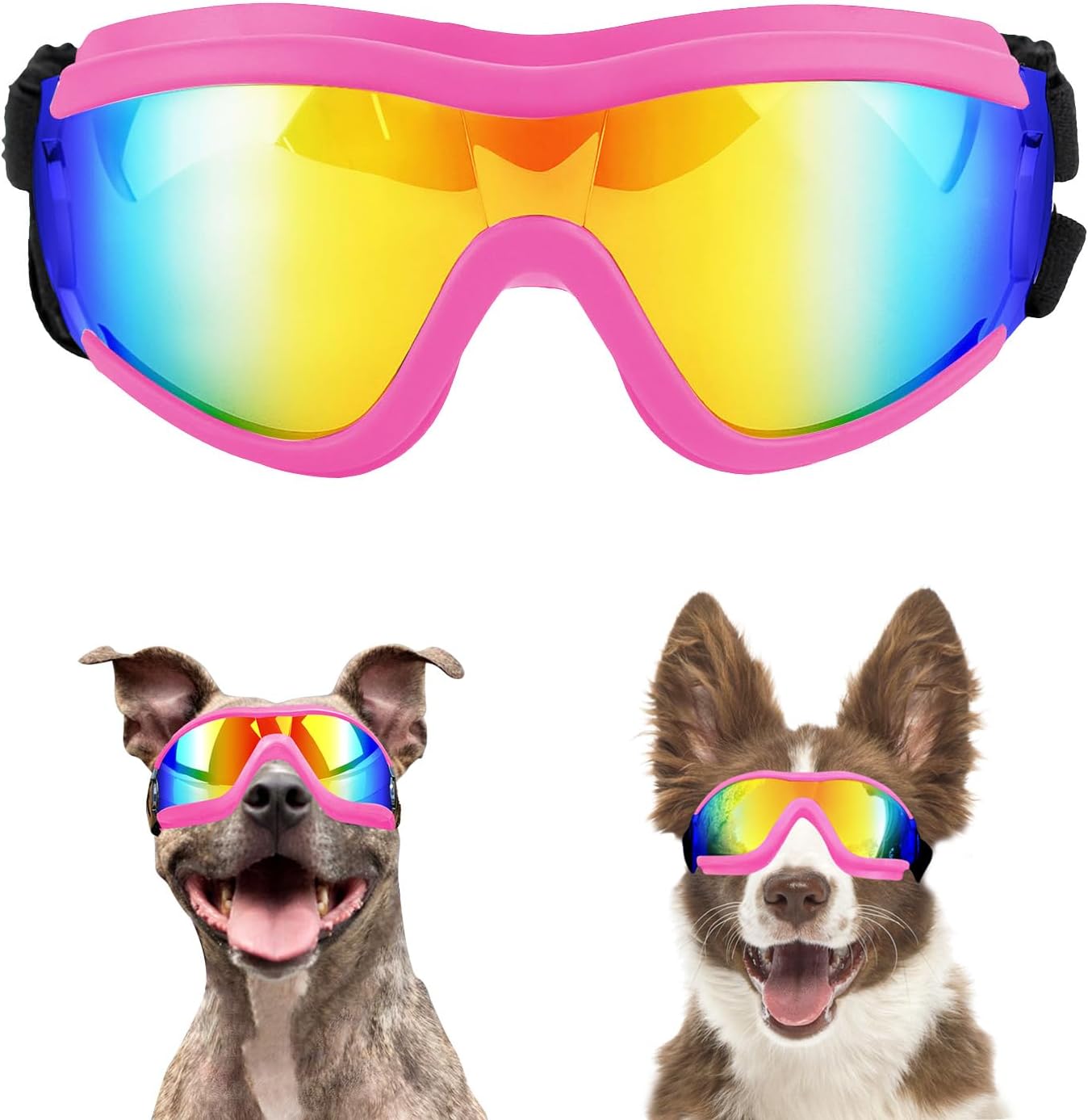 

Dog Sunglasses Dog Goggles Adjustable Strap for Travel Skiing and Anti-Fog Dog Snow Goggles Pet Goggles for Medium to Large Dog рожевий