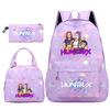 3Pcs/set Anime Cartoon Printed Backpack Handbag Pencil Case for Teenger Student Girl Boy Large Capacity Waterproof Bookbag