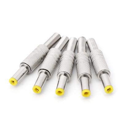 5 szt. 5.5x2.5mm DC Power Jack Męski wtyk Metalowy łącznik z żółtą główką